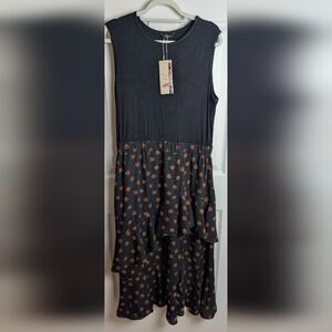 Elegant Black and Brown Polka Dot A-Line Skirt